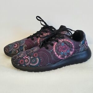 Yes We Vibe Unisex Purple Paisley Peace And Mandala Sneakers Men's 7.5 W…